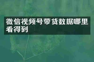 微信视频号带货数据哪里看得到