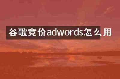 谷歌竞价adwords怎么用