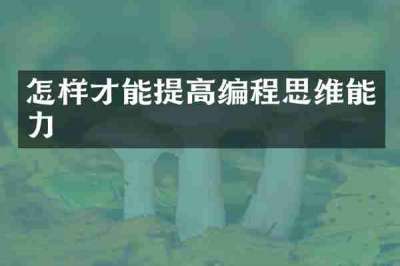怎样才能提高编程思维能力