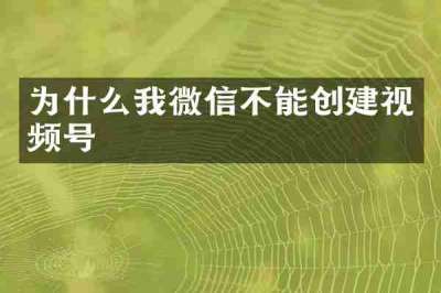 为什么我微信不能创建视频号