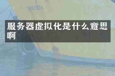 服务器虚拟化是什么意思啊