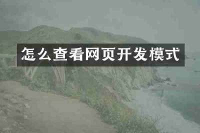 怎么查看网页开发模式