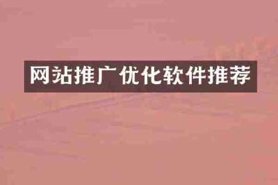 网站推广优化软件推荐
