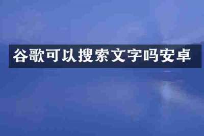 谷歌可以搜索文字吗安卓