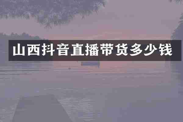山西抖音直播带货多少钱