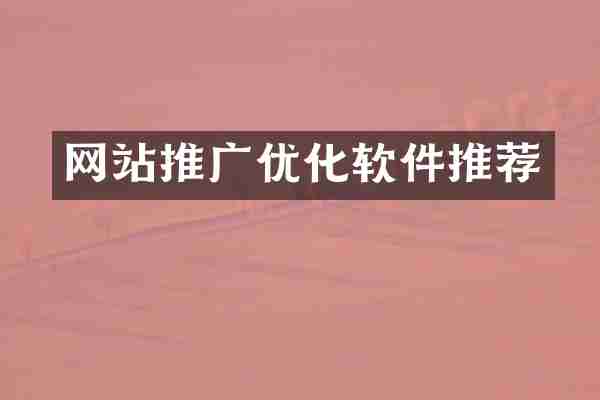 网站推广优化软件推荐