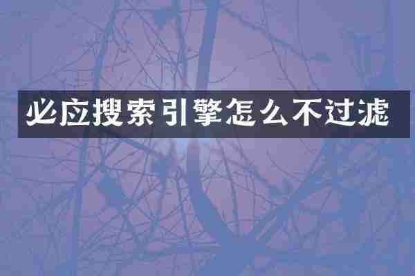 必应搜索引擎怎么不过滤