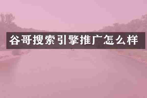 谷哥搜索引擎推广怎么样