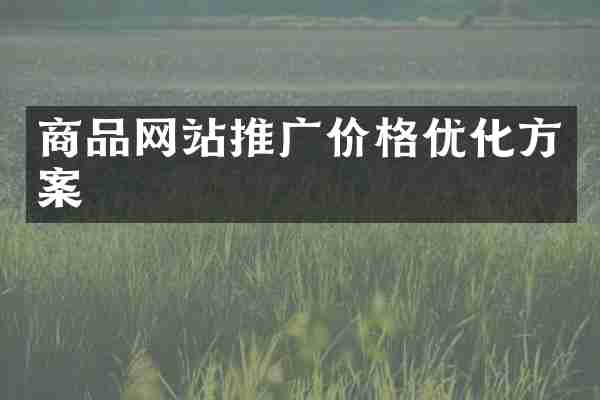商品网站推广价格优化方案