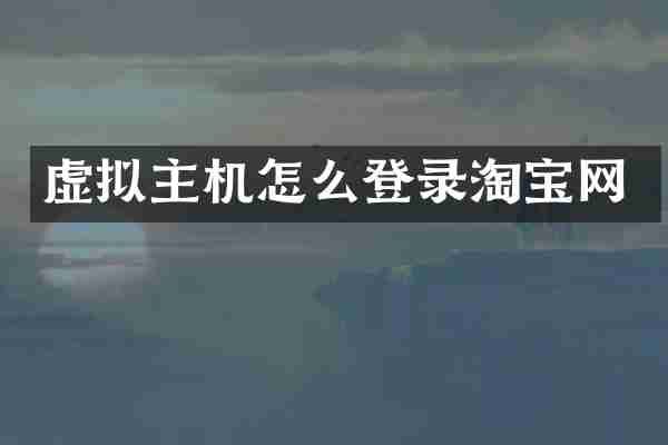 虚拟主机怎么登录淘宝网