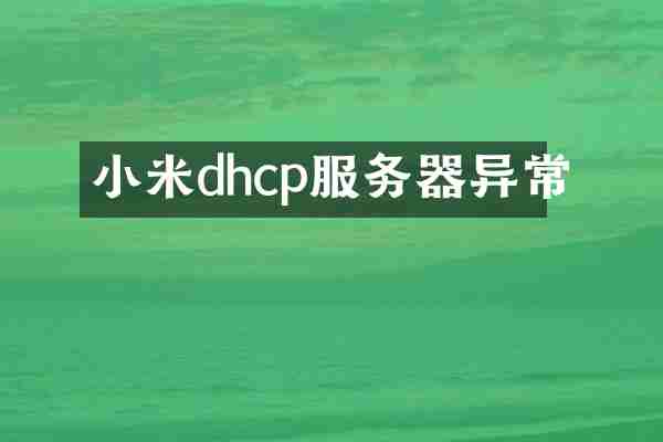 小米dhcp服务器异常