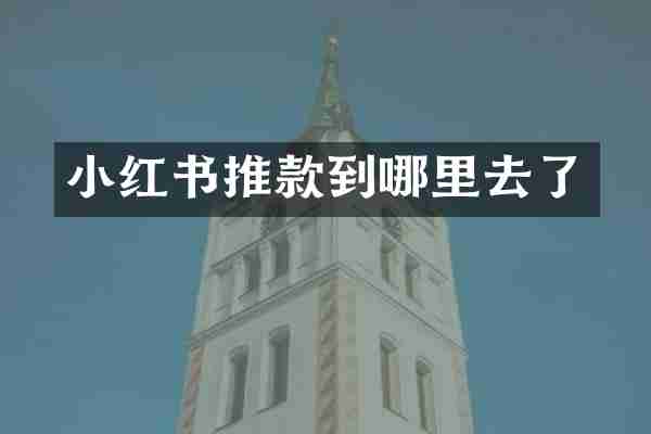 小红书推款到哪里去了