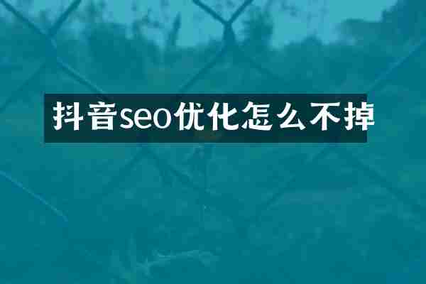 抖音seo优化怎么不掉