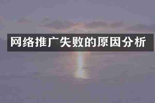 网络推广失败的原因分析