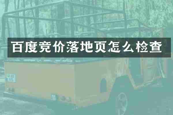 百度竞价落地页怎么检查
