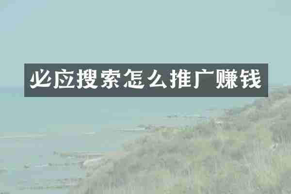 必应搜索怎么推广赚钱