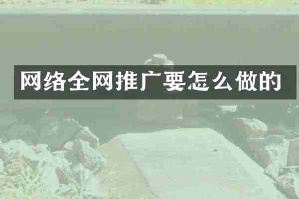 网络全网推广要怎么做的