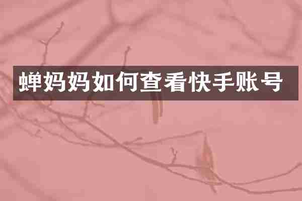 蝉妈妈如何查看快手账号
