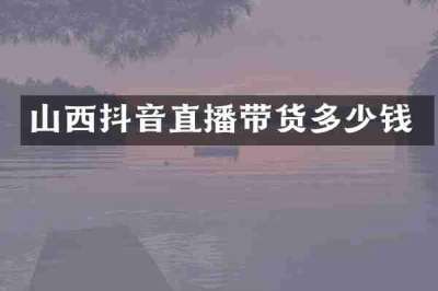山西抖音直播带货多少钱