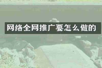 网络全网推广要怎么做的