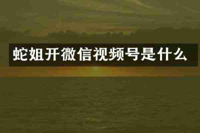 蛇姐开微信视频号是什么