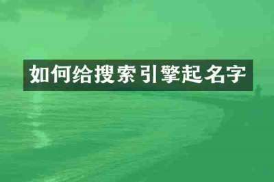 如何给搜索引擎起名字