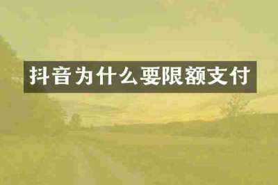 抖音为什么要限额支付