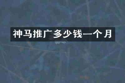 神马推广多少钱一个月