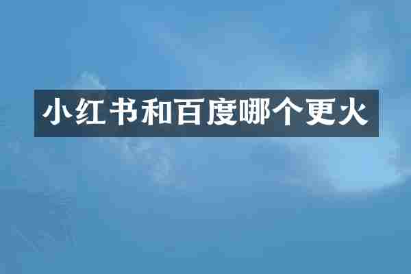 小红书和百度哪个更火