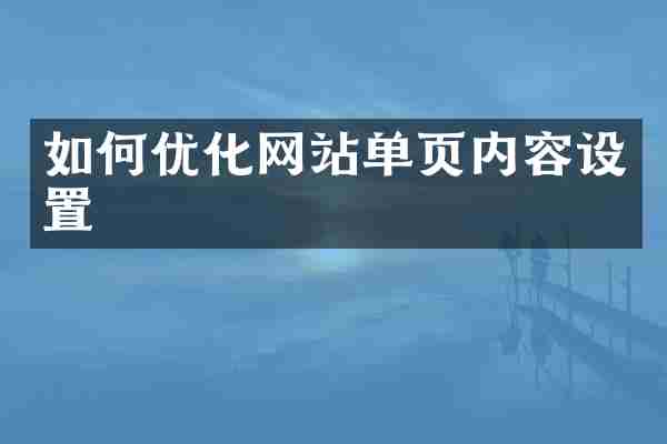 如何优化网站单页内容设置