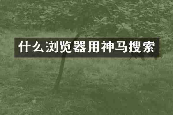什么浏览器用神马搜索