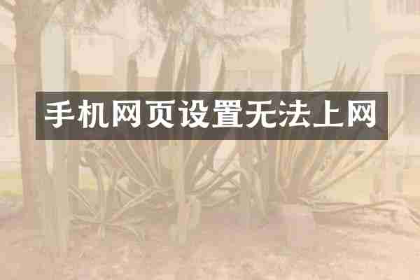 手机网页设置无法上网