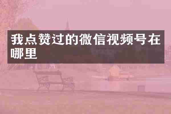 我点赞过的微信视频号在哪里