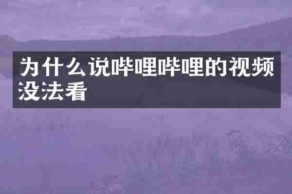 为什么说哔哩哔哩的视频没法看