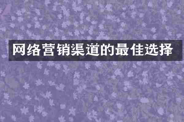 网络营销渠道的最佳选择