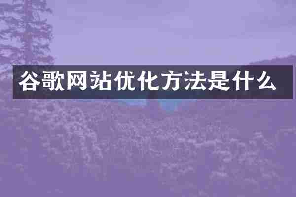 谷歌网站优化方法是什么