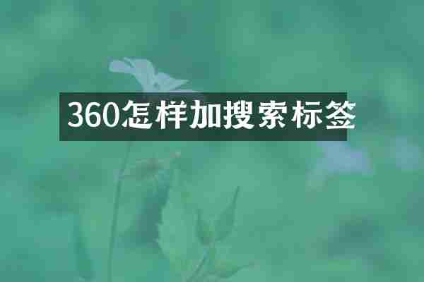 360怎样加搜索标签