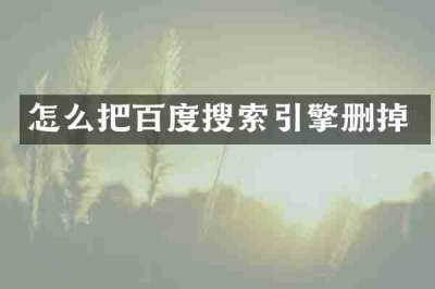 怎么把百度搜索引擎删掉