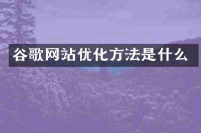 谷歌网站优化方法是什么