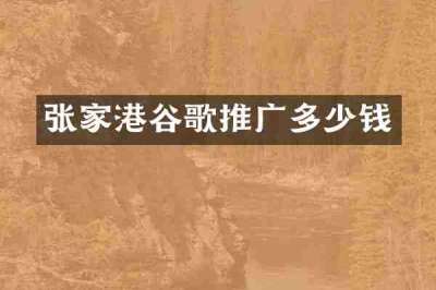张家港谷歌推广多少钱