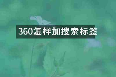 360怎样加搜索标签
