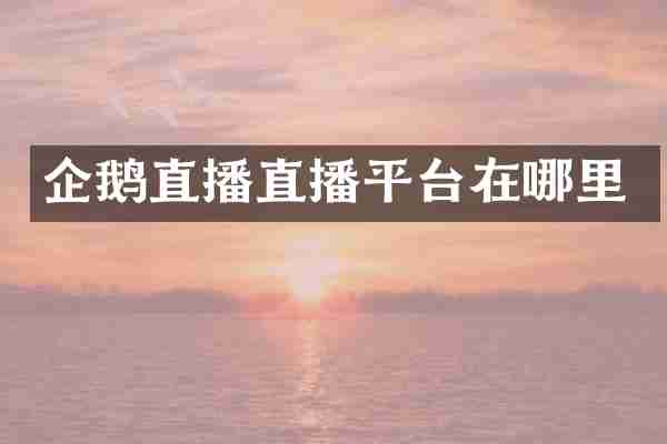 企鹅直播直播平台在哪里