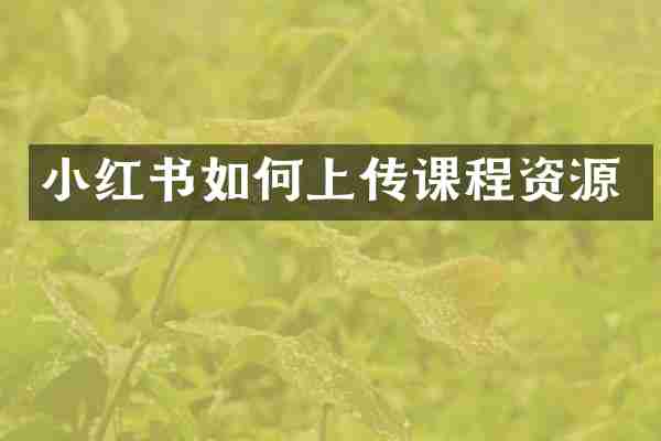 小红书如何上传课程资源