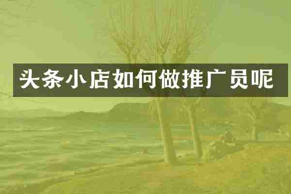 头条小店如何做推广员呢