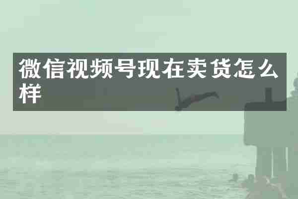 微信视频号现在卖货怎么样