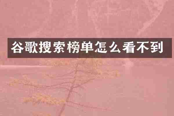 谷歌搜索榜单怎么看不到