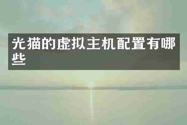 光猫的虚拟主机配置有哪些