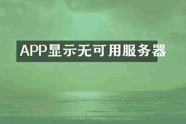 APP显示无可用服务器