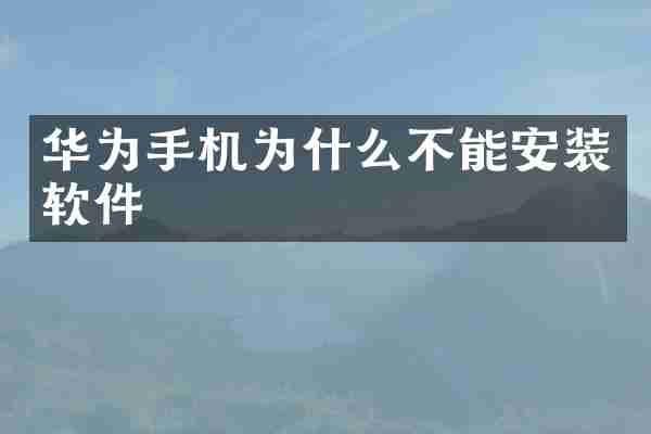 华为手机为什么不能安装软件