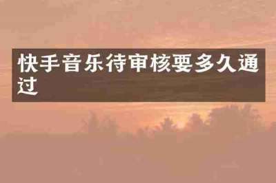 快手音乐待审核要多久通过
